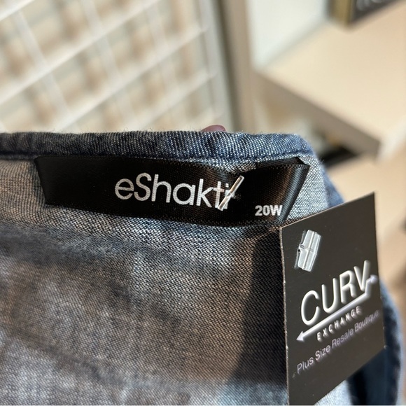 Women’s eShakti Wool Embellished Cotton Chambray Tier Dress Size 20W - Picture 9 of 12